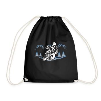 Motif Motorcyclist Biker Shirt Gift - Drawstring Bag - black - Front
