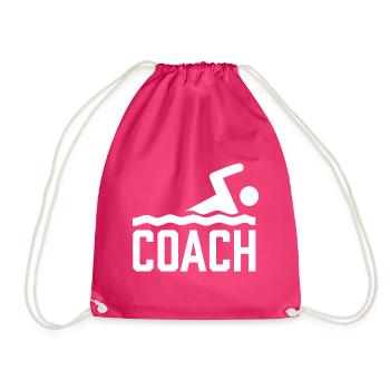 Schwimmtrainer Schwimmlehrer Schwimmen Schwimmkurs - Turnbeutel - Fuchsia - Vorne