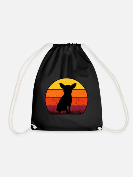 Chihuahua Retro Sunset Bandana - Turnbeutel - Schwarz