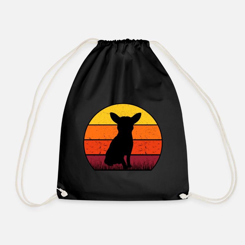 Chihuahua Retro Sunset Bandana - Turnbeutel - Schwarz