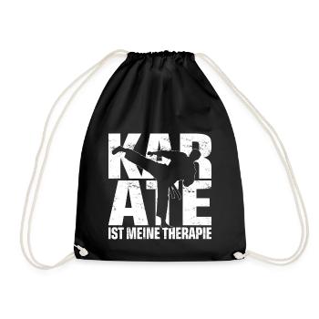 KARATE IST MEINE THERAPIE – Mann macht Karatekick - Turnbeutel - Schwarz - Vorne