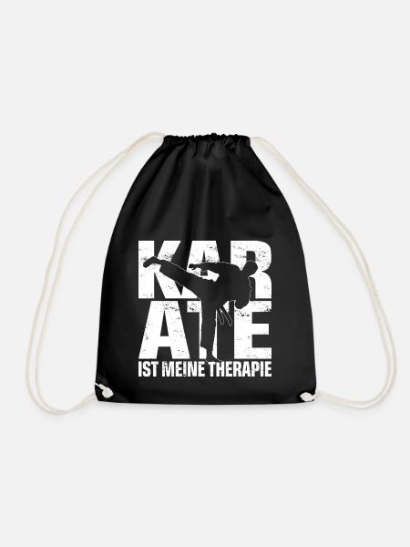 KARATE IST MEINE THERAPIE – Mann macht Karatekick - Turnbeutel - Schwarz