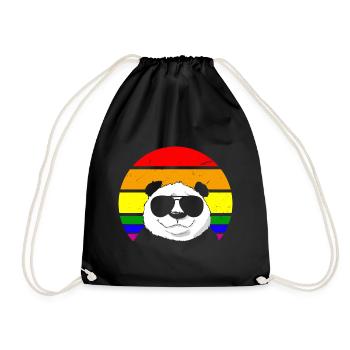 Schwuler Panda - Turnbeutel - Schwarz - Vorne