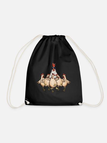 Hühner Hahn Chef Lustiges Huhn Design - Turnbeutel - Schwarz