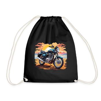 Vintage Motorrad Sonnenuntergang Retro Bike Design - Turnbeutel - Schwarz - Vorne