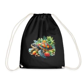 Turtle, Water Turtle, Sea, Earth Day, Nature - Drawstring Bag - black - Front