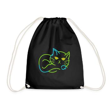 Vintage Katze Retro Stubentiger müde - Turnbeutel - Schwarz - Vorne
