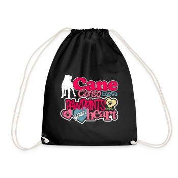 Love Cane Corso Pawprints On Your Heart - Drawstring Bag - black - Front