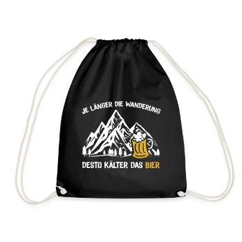 Je länger die Wanderung desto kälter das Bier - Turnbeutel - Schwarz - Vorne