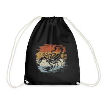 Scorpio, Retro - Vintage - Silhouette - Drawstring Bag - black - Front