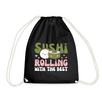 sushi rouler avec le meilleur Kawaii Sushi - Sac de sport léger - noir - Devant