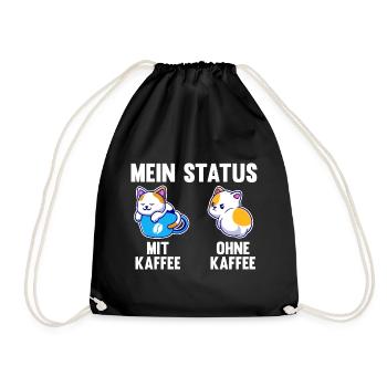 Katze Mein Status Mit Kaffee Ohne Kaffee - Turnbeutel - Schwarz - Vorne