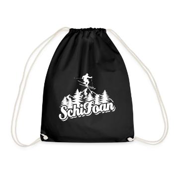 Ski, Schi Foan, Wintersport, Skiurlaub - Turnbeutel - Schwarz - Vorne