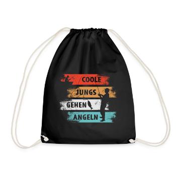 Coole Jungs Gehen Angeln Angler - Turnbeutel - Schwarz - Vorne