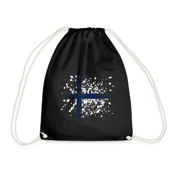 Finland flag, Finland flag - Drawstring Bag - black - Front