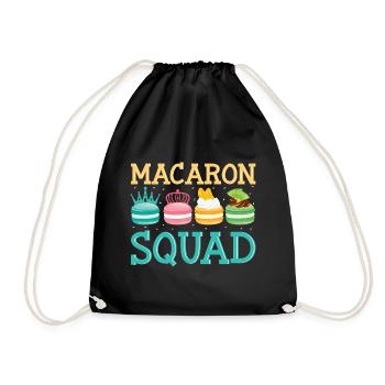 Macaron Squad Funny Macaron Dessert Food - Drawstring Bag - black - Front