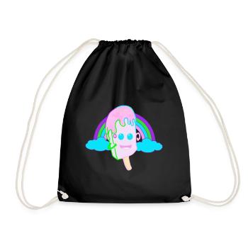 Happy Rainbow Ice Cream Ice Cream Kids Fantasy - Drawstring Bag - black - Front