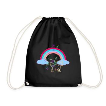 Heavenly Dream Fantasy Rainbow Dogs Colorful - Drawstring Bag - black - Front