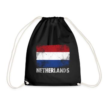 Niederlande Flagge Retro Holland - Turnbeutel - Schwarz - Vorne