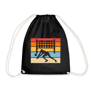 Volleyball Player Retro Volleyball Player Volleyball - Drawstring Bag - black - Front