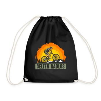 Coole Fahrrad und Mountainbike Geschenke MTB - Turnbeutel - Schwarz - Vorne