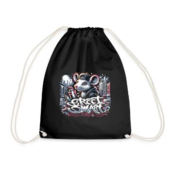 Rat in Graffiti Style: Urban Street Vibes - Drawstring Bag - black - Front