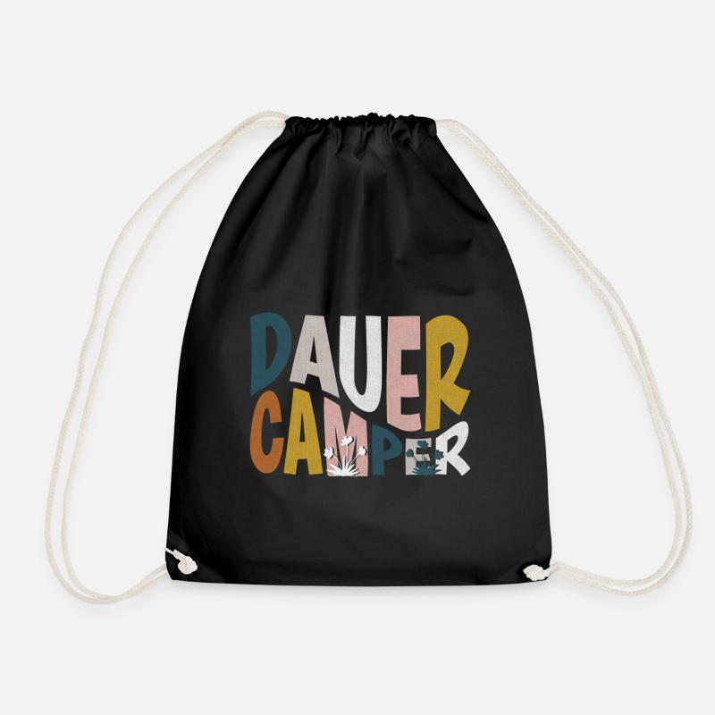 Camping Dauercamper für den Campingplatz - Turnbeutel - Schwarz