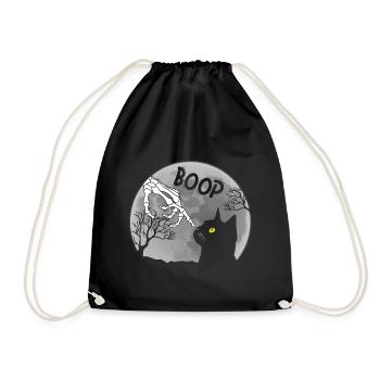 Boop Skeleton Cat Halloween - Drawstring Bag - black - Front