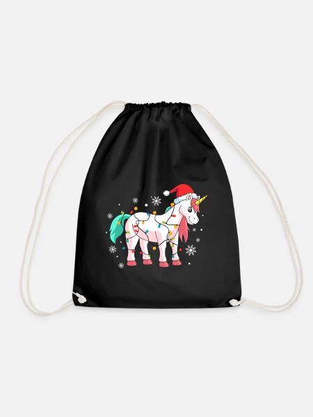 Einhorn Weihnachten - Turnbeutel - Schwarz