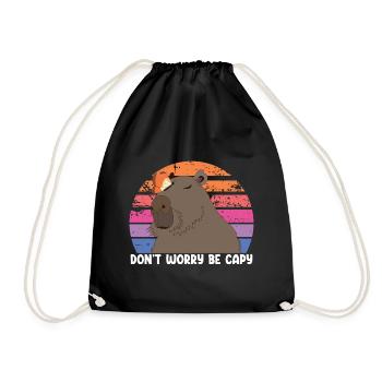 Don't Worry Be Capy Cute Capybara - Drawstring Bag - black - Front