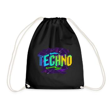 Techno - Drawstring Bag - black - Front