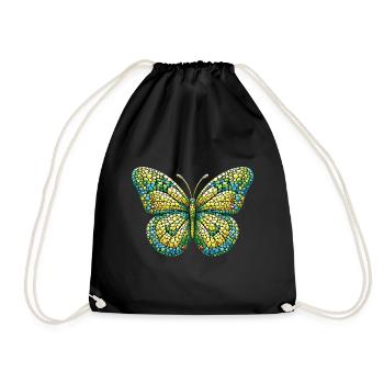 Mosaic Butterfly: Unique Insect Art - Drawstring Bag - black - Front