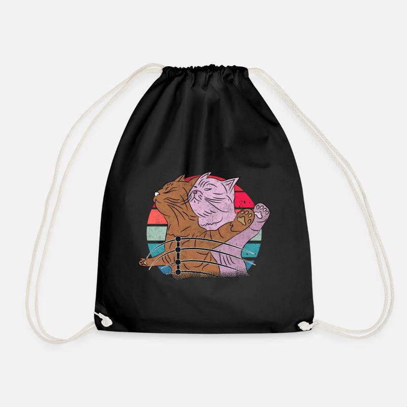 cute cats kitten in titanic pose cute cat - Drawstring Bag - black