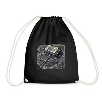 Mjolnir surrounded by lightning - Drawstring Bag - black - Front