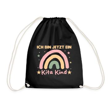 ich bin jetzt ein Kita Kind 2025 Kita Start - Turnbeutel - Schwarz - Vorne
