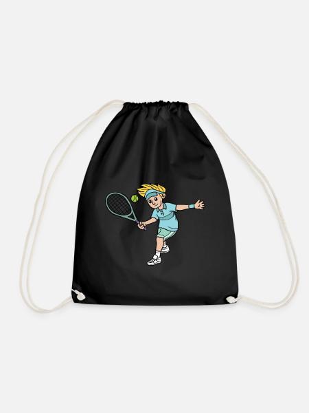 Kinder Tennisspieler Motiv Tennis Kinder Jungs - Turnbeutel - Schwarz