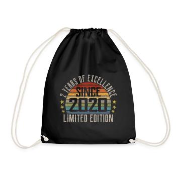 Limited Edition 2020 Geschenk Zum 2. Geburtstag - Turnbeutel - Schwarz - Vorne