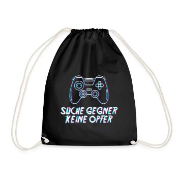 Gamer Suche Gegner Keine Opfer Gaming - Turnbeutel - Schwarz - Vorne