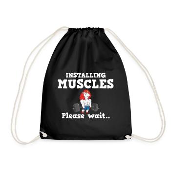 Einhorn Muskel Workout Fitness Training Sport - Turnbeutel - Schwarz - Vorne