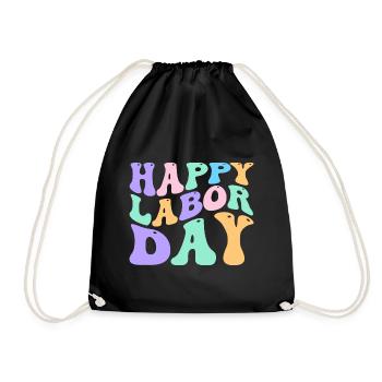Happy Labor Day Pastell Regenbogen bunt - Turnbeutel - Schwarz - Vorne