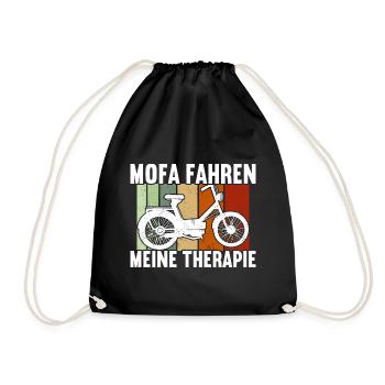 Mofa Moped Rollerfahrer Roller - Turnbeutel - Schwarz - Vorne