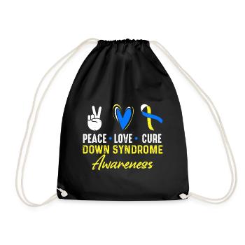Peace Love Healing Down Syndrome Consciousness - Drawstring Bag - black - Front