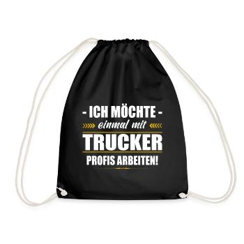 Einmal Mit Trucker Profis Arbeiten LKW-Fahrer - Turnbeutel - Schwarz - Vorne