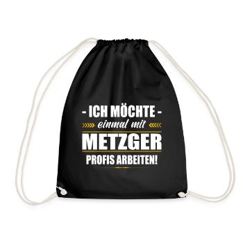 Einmal Mit Metzger Profis Arbeiten Fleischer - Turnbeutel - Schwarz - Vorne