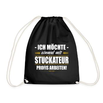 Einmal Mit Stuckateur Profis Arbeiten Verputzer - Turnbeutel - Schwarz - Vorne