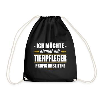 Einmal Mit Tierpfleger Profis Arbeiten Tierpflege - Turnbeutel - Schwarz - Vorne