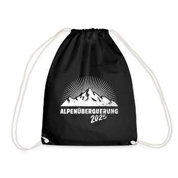 Alpenüberquerung Alpen Überquerung 2025 Wandern - Turnbeutel - Schwarz - Vorne