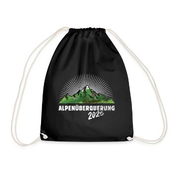 Alpenüberquerung Alpen Überquerung 2025 Wandern - Turnbeutel - Schwarz - Vorne