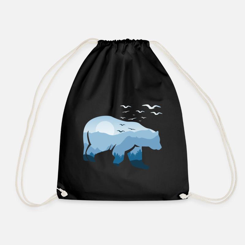 Bear Nature Wilderness - Drawstring Bag - black