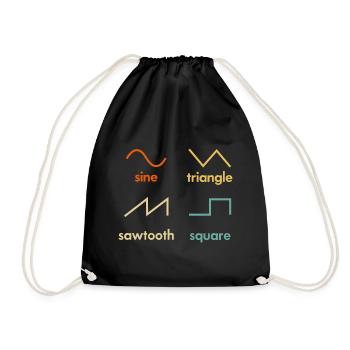 Sine Triangle Sawtooth square Synthesizer Music - Drawstring Bag - black - Front